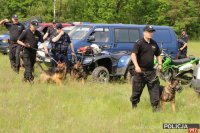 Na zdjęciu widać policjantów z psami patrolowo – tropiącymi udających się do wyznaczonych im zadań.