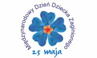 Logo Międzynarodowego Dnia Dziecka Zaginionego - niebieski symbol niezapominajki